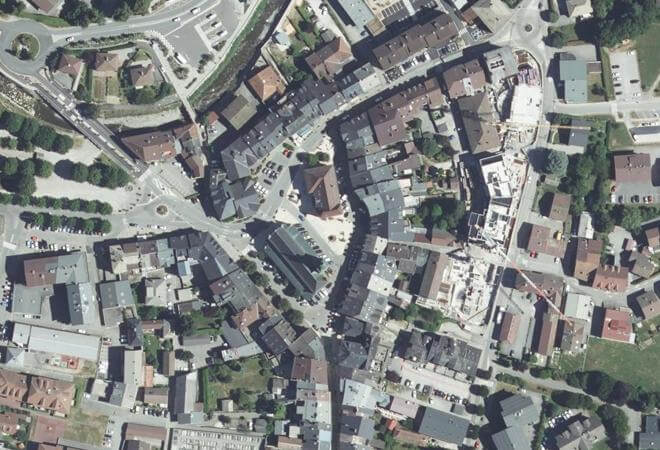 Vue aérienne Marché de Thônes, Thônes