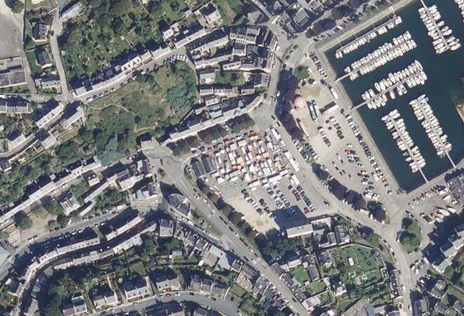 Vue aérienne Marché de Tréboul, Douarnenez