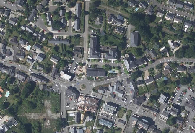 Vue aérienne Marché de Treillières, Treillières