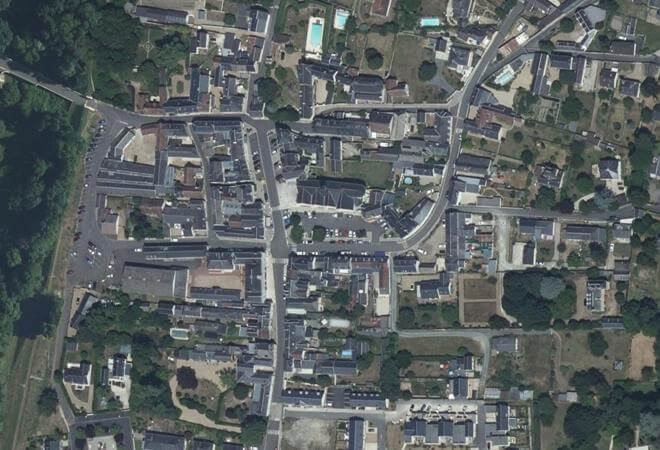 Vue aérienne Marché de Vernou-sur-Brenne, Vernou-sur-Brenne