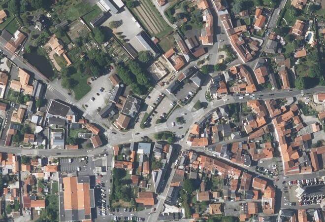 Vue aérienne Marché de Vieillevigne, Vieillevigne