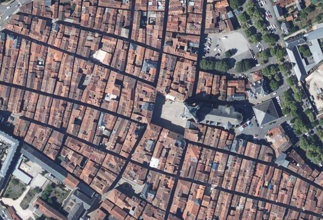 Vue aérienne Marché de Villefranche-de-Rouergue, Villefranche-de-Rouergue