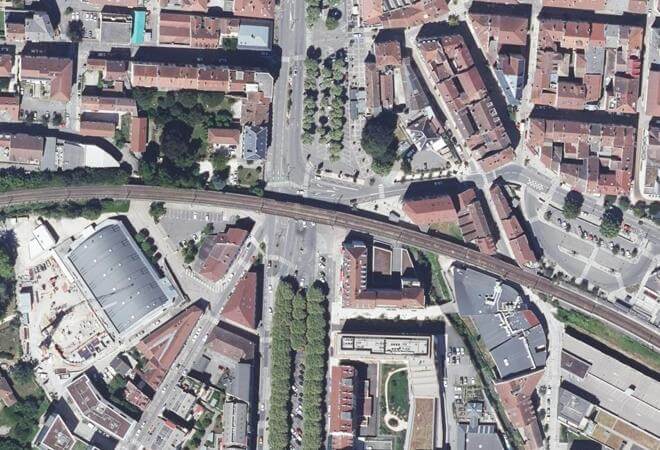 Vue aérienne Marché de Voiron, Voiron