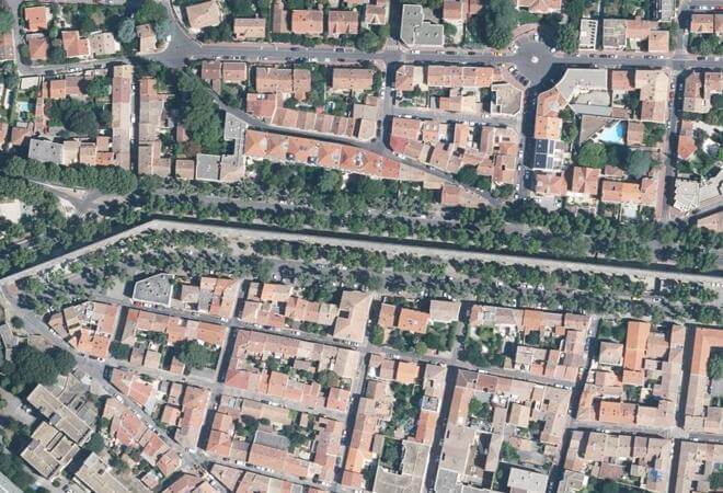 Vue aérienne Marché des Arceaux, Montpellier