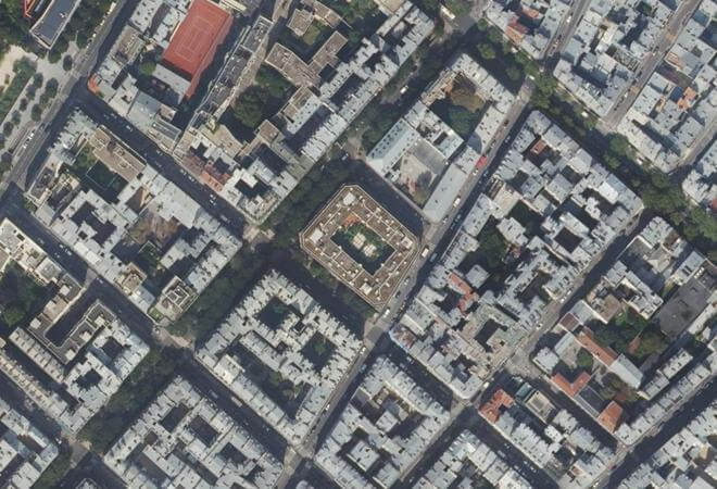 Vue aérienne Marché des Batignolles, Paris