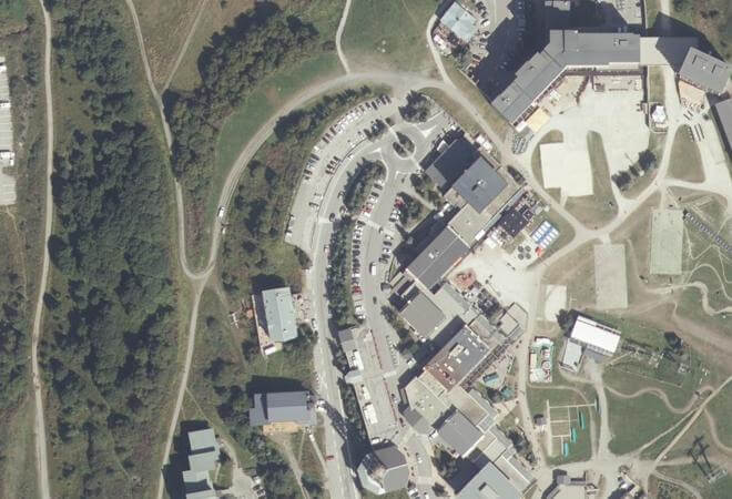 Vue aérienne Marché des Belleville, Les Belleville