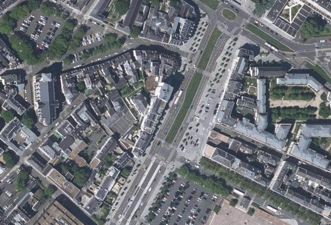 Vue aérienne Marché des brocanteurs, Angers