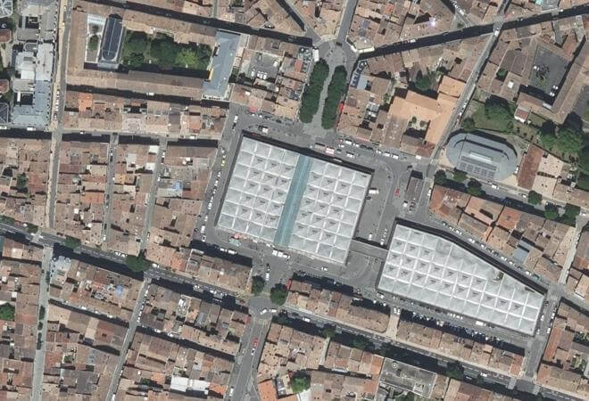 Vue aérienne Marché des Capucins, Bordeaux