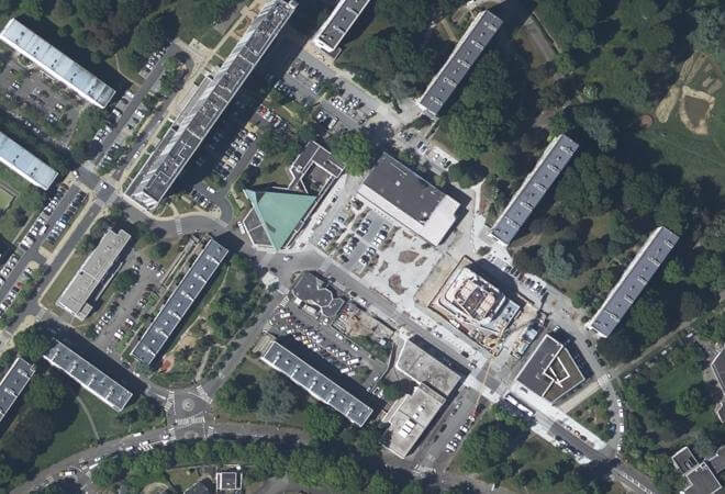 Vue aérienne Marché des Dervallières, Nantes