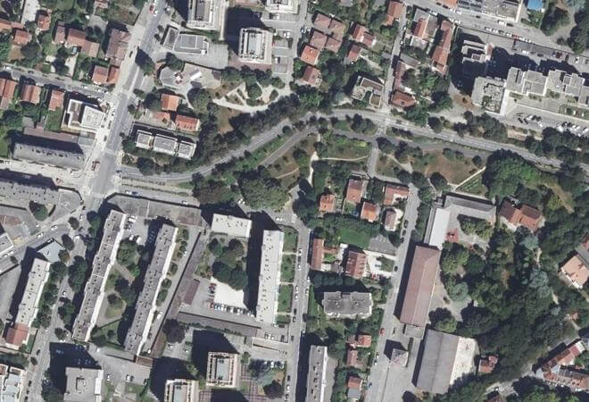 Vue aérienne Marché des Eaux-Claires, Grenoble