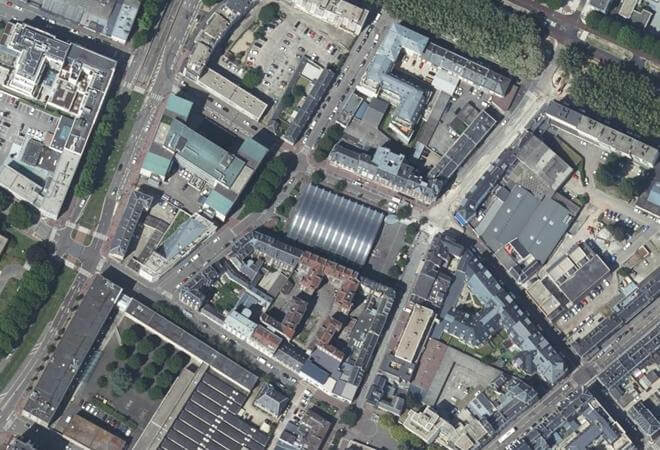 Vue aérienne Marché des Emmurées, Rouen
