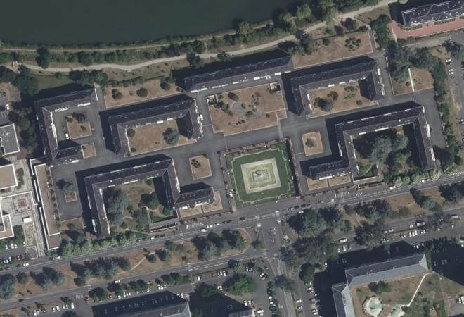 Vue aérienne Marché des Fontaines, Tours