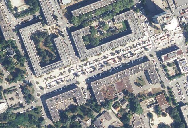 Vue aérienne Marché des Hauts de Chambéry, Chambéry