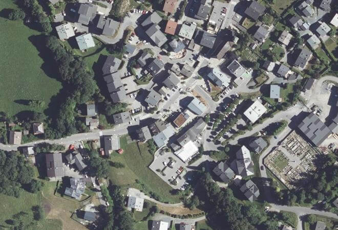Vue aérienne Marché des Houches, Les Houches