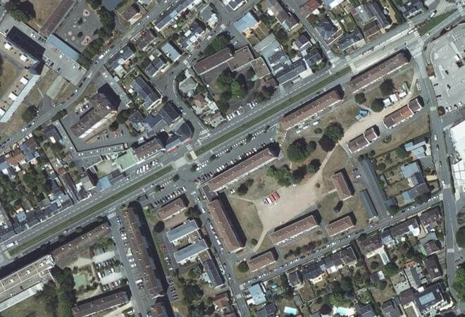 Vue aérienne Marché des Maillets, Le Mans