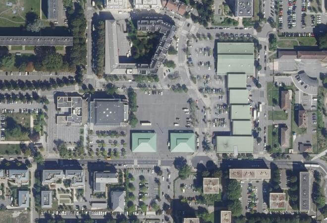 Vue aérienne Marché des Merisiers, Trappes