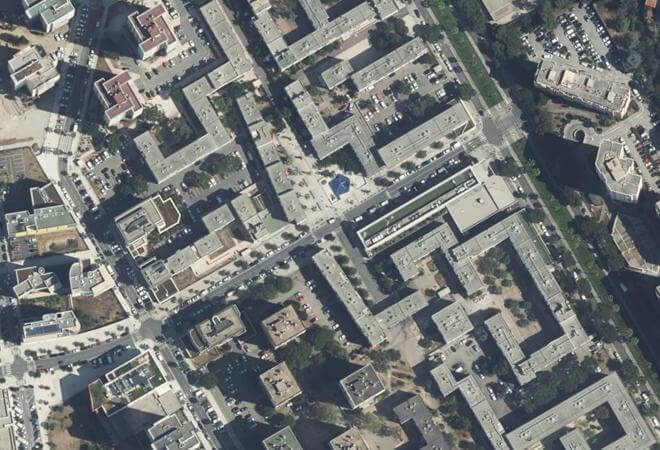 Vue aérienne Marché des Moulins, Nice