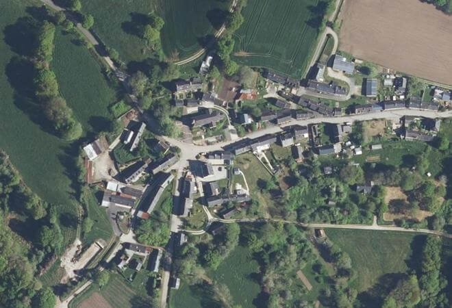 Vue aérienne Marché des producteurs de Lescouët Gouarec, Lescouët-Gouarec