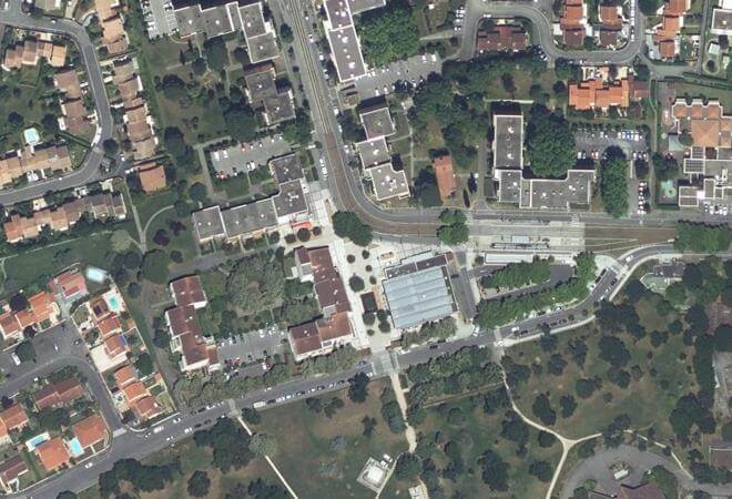 Vue aérienne Marché des producteurs locaux, Blagnac