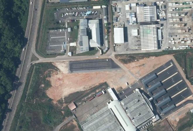 Vue aérienne Marché des producteurs locaux, Cayenne