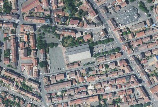 Vue aérienne Marché des Vosges, Belfort