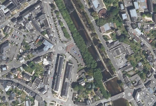 Vue aérienne Marché dominical de Lannion, Lannion