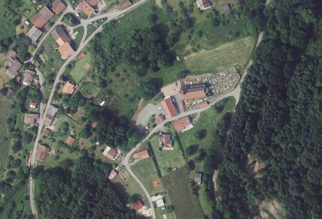 Vue aérienne Marché dominical de Mortagne, Mortagne
