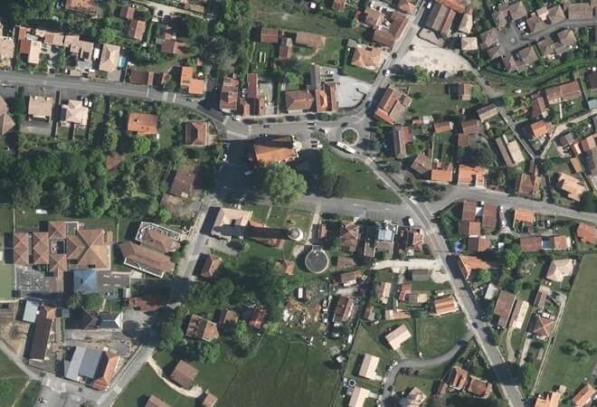 Vue aérienne Marché Dominical, Le Porge
