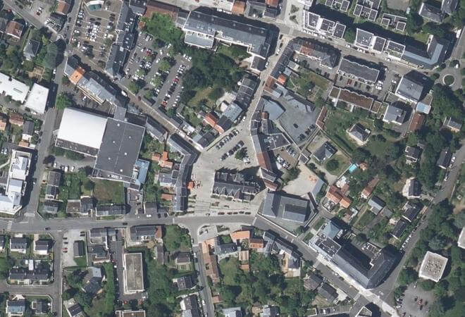 Vue aérienne Marché du Bourg, Saint-Herblain