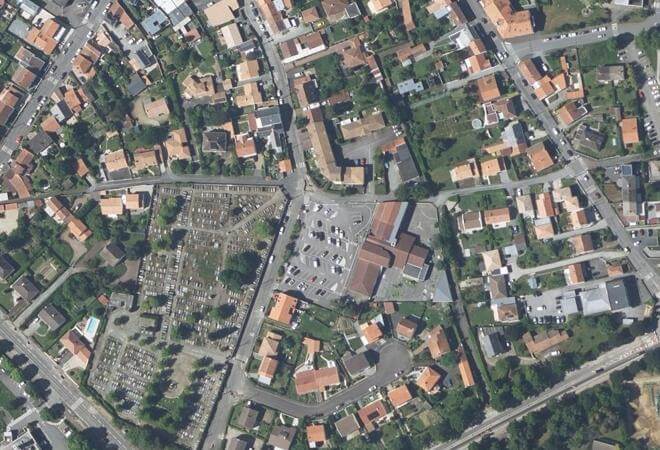 Vue aérienne Marché du bourg, Bouguenais
