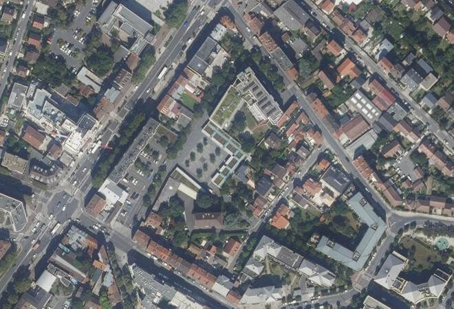 Vue aérienne Marché du Bourget, Le Bourget