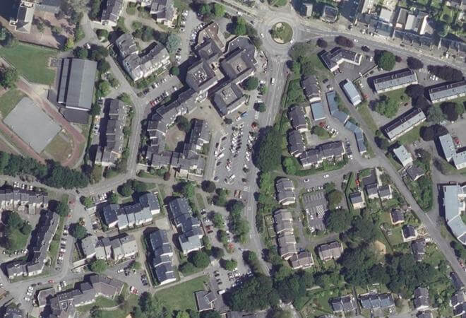 Vue aérienne Marché du Braden, Quimper