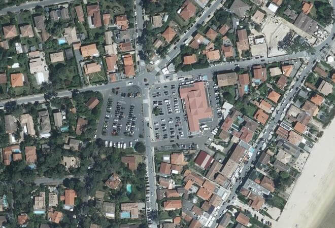 Vue aérienne Marché du Cap Ferret, Lège-Cap-Ferret