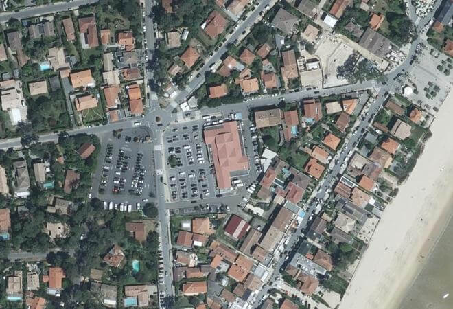 Vue aérienne Marché du Cap-Ferret, Lège-Cap-Ferret