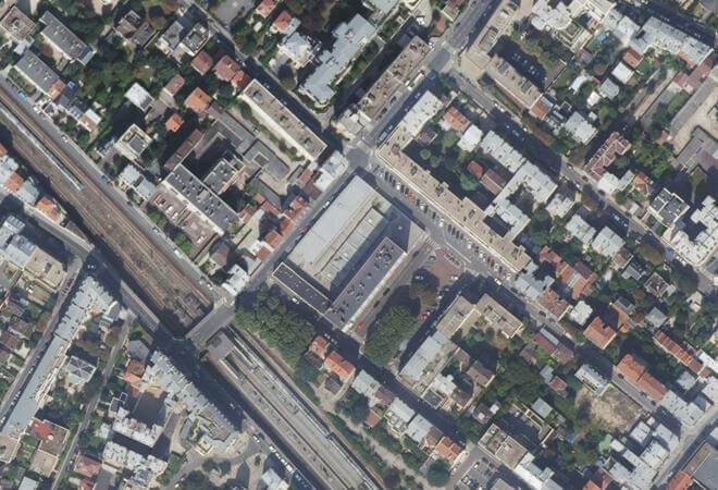 Vue aérienne Marché du Centre, Bois-Colombes