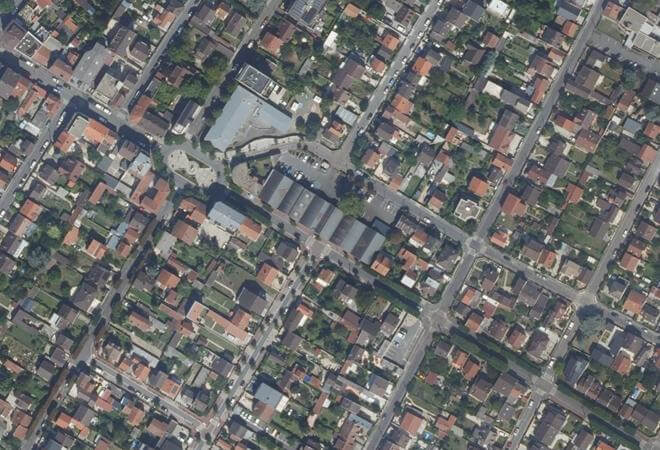 Vue aérienne Marché du Centre Ville, Le Blanc-Mesnil