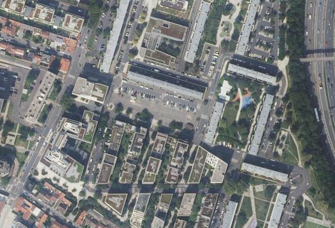 Vue aérienne Marché du Chaperon Vert, Gentilly