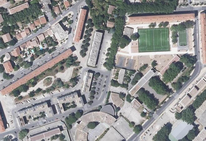 Vue aérienne Marché du Chemin Bas, Nîmes