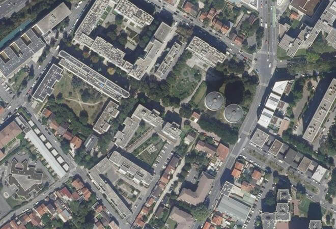 Vue aérienne Marché du Chemin-Vert, Romainville