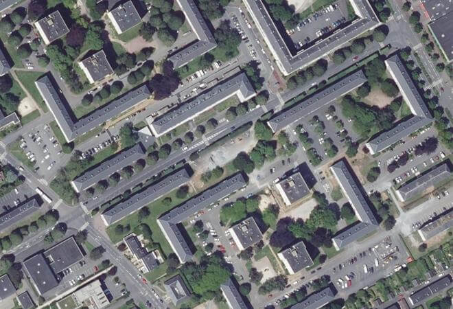 Vue aérienne Marché du Chemin-Vert, Caen