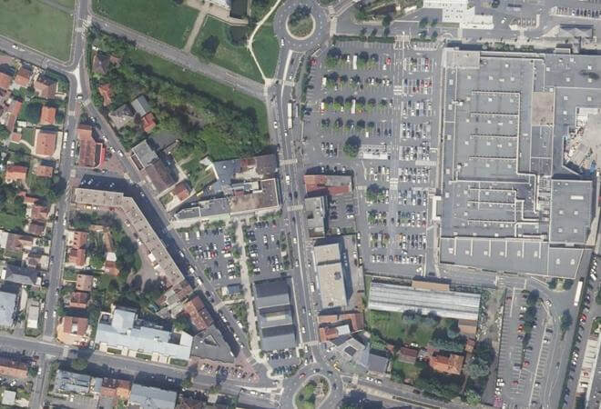 Vue aérienne Marché du Donjon de Sainte-Geneviève des Bois, Sainte-Geneviève-des-Bois