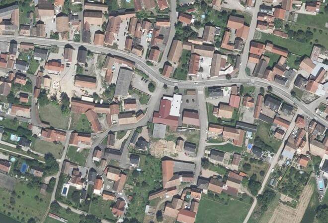Vue aérienne Marché du frais et du bio, Schaeffersheim