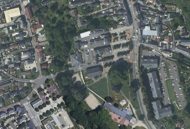 Vue aérienne Marché du Houlme, Le Houlme