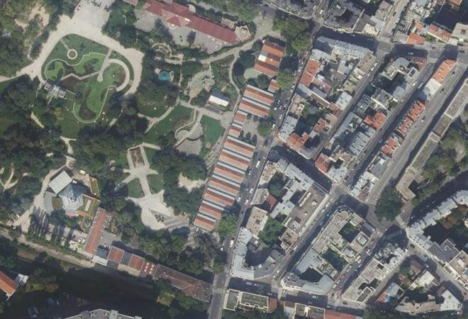 Vue aérienne Marché du Livre ancien et d'occasion de Paris, Paris