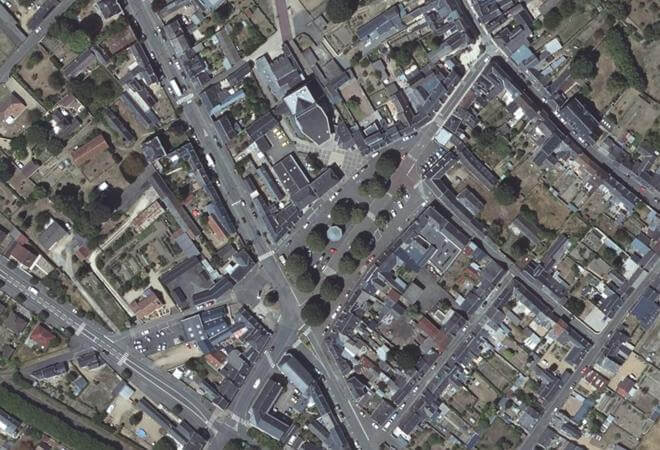 Vue aérienne Marché du Lude, Le Lude
