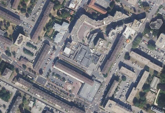 Vue aérienne Marché du Mail du Centre, Franconville