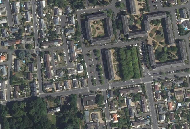 Vue aérienne Marché du Maine, Tours