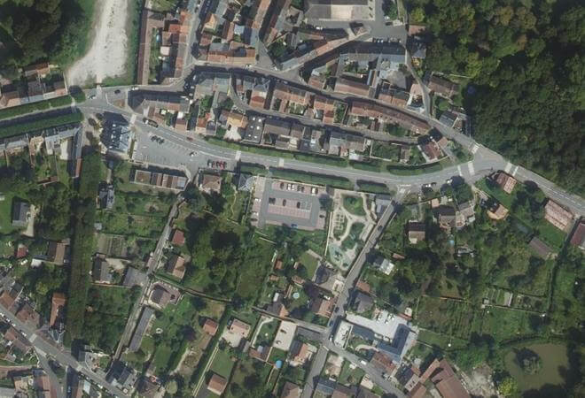 Vue aérienne Marché du Mérévillois, Le Mérévillois