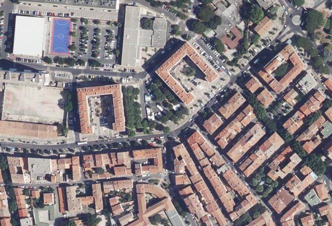 Vue aérienne Marché du Mourillon, Toulon