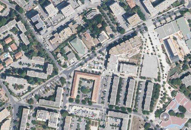 Vue aérienne Marché du Petit Bard, Montpellier